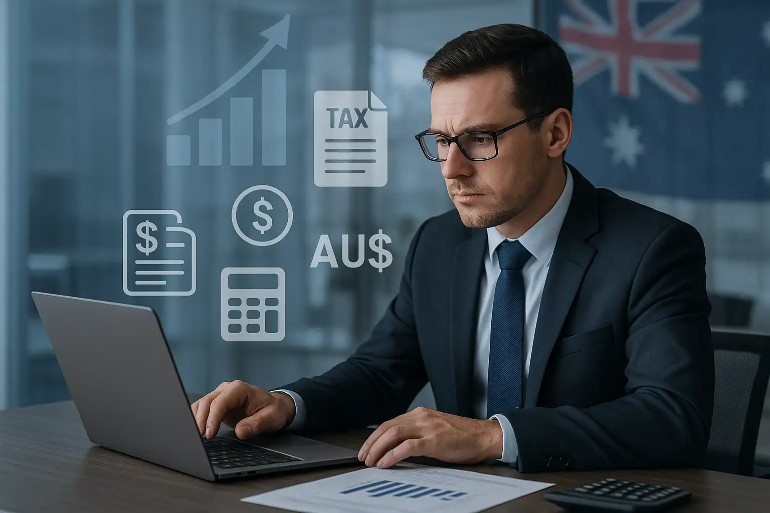 Accountant preparing financial reports in compliance with Australian standards.