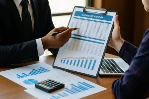 Business professionals reviewing financial charts and reports as part of a Tax Compliance Checklist in Australia for 2026 to help avoid penalties.